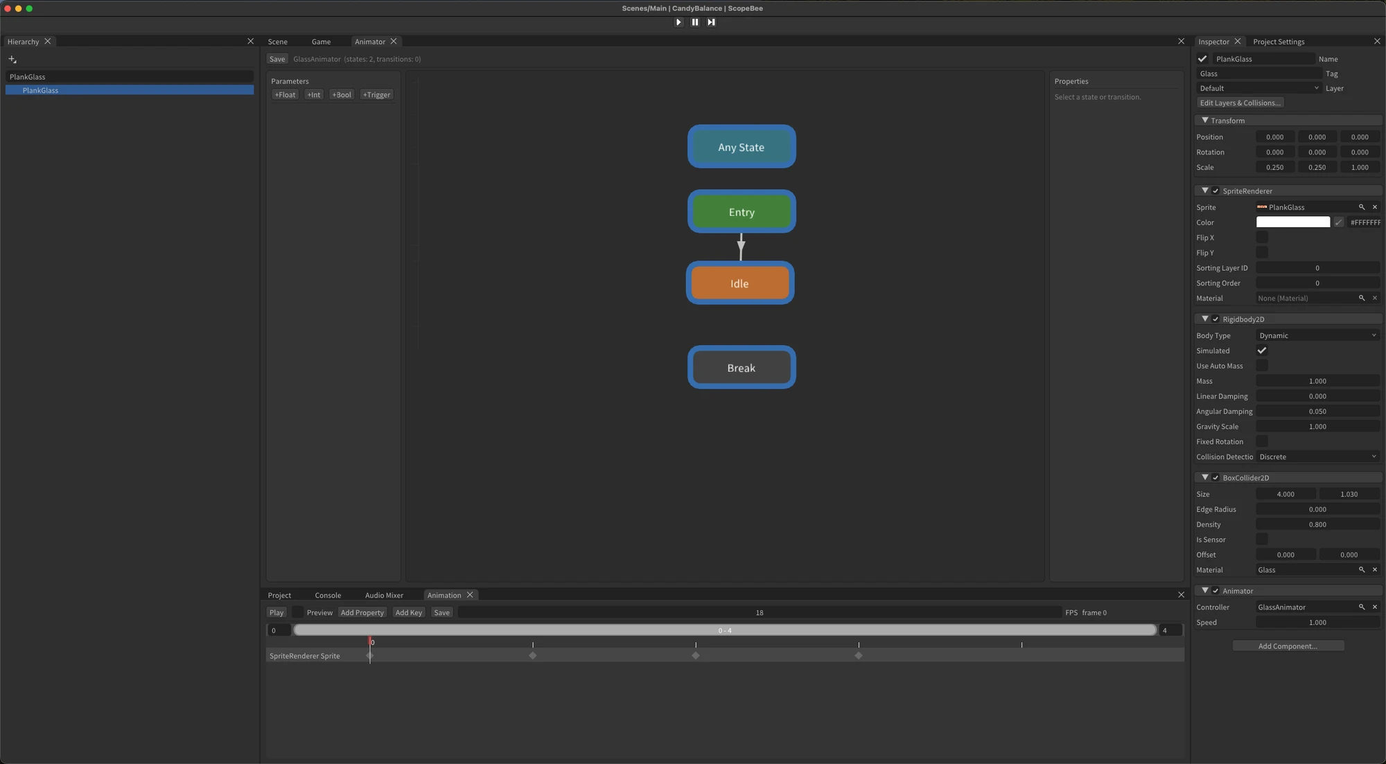 The Animator and Animation panels of the ScopeBee editor